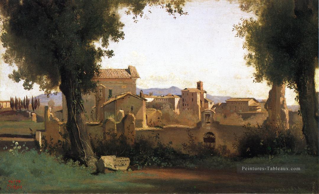 Vue dans les jardins de Farnèse romantisme plein air Jean Baptiste Camille Corot Peintures à l'huile